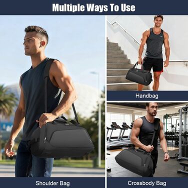 Спортивна сумка для подорожей з відділенням для взуття та вологих речей, водонепроникна сумка для фітнесу, плавання та залу, чорна (унісекс)