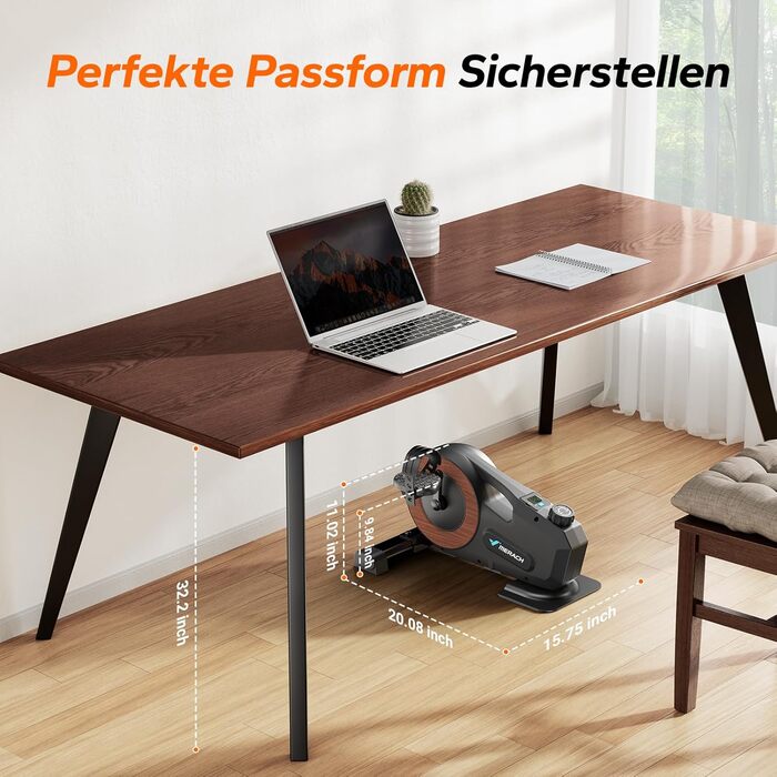 MERACH Педалетраннер для дому: міні-тренажер для літніх людей, тихий та з неслизькою поверхнею, з LCD-дисплеєм, 8 рівнів магнітного опору, переможець тесту 2025, велотренажер для столу в офіс