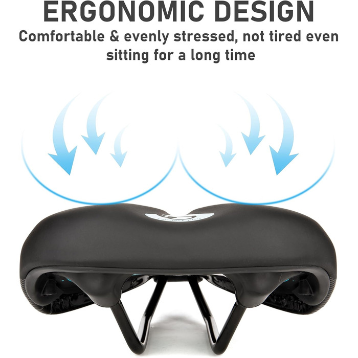 Велосипедне сідло DDK Comfort Plus: комфортне сідло з Memory Foam, що зменшує тиск та амортизує. Підходить для чоловіків та жінок, MTB, шосе, міських та альпійських велосипедів