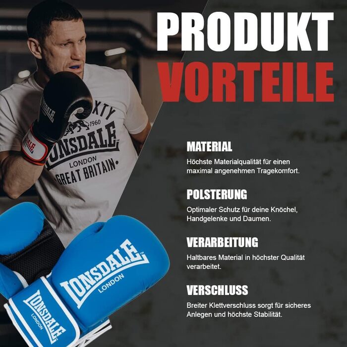 Боксерські рукавички Lonsdale Ashdon 10 унцій, синьо-білі, унісекс