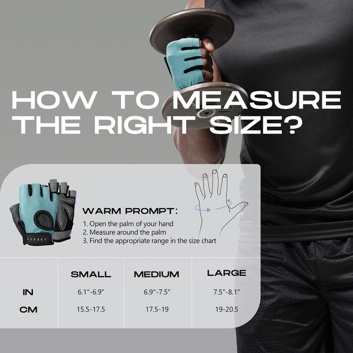 Тренувальні рукавички LIFECT без пальців з підтримкою зап'ястя, для важкої атлетики, кросфіту, чоловічі та жіночі, синій, розмір M