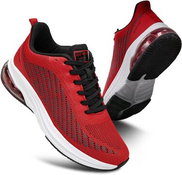 Кросівки для бігу та фітнесу: чоловічі та жіночі, легкі, дихаючі, розмір 36-47 EU (39 EU, червоно-білі)