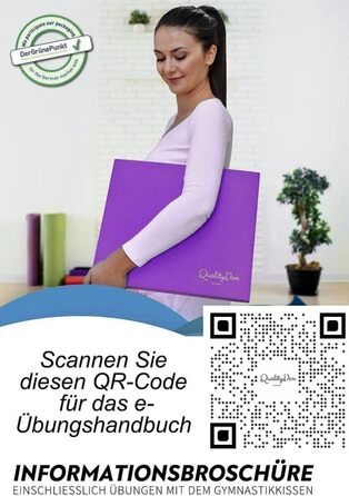 Килимок для балансу з м'якої піни, 44x34x5 см, фіолетовий. Покращує координацію та стабільність, зміцнює м'язи кора. З електронним посібником.