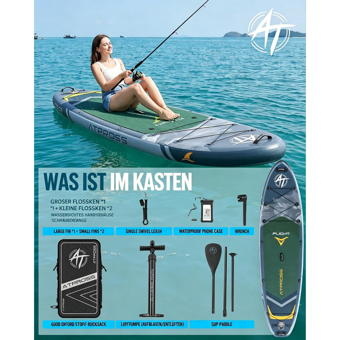 SUP дошка для плавання стоячи з сидінням та комплектом аксесуарів 320x84 см, Navy-Dunkelgrün, до 200 кг, для 2 осіб