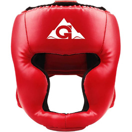 Боксерський шолом для дітей та дорослих, PU шкіра, для MMA, кікбоксингу, муай-тай, карате, тхеквондо, спарингу, розмір L, червоний