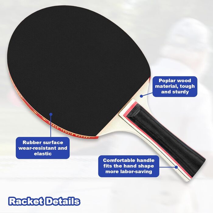 Набір для настільного тенісу: 4 ракетки, 8 м'ячів, сумка. Підходить для початківців, сімей та професіоналів. Ідеально для гри в приміщенні та на вулиці.