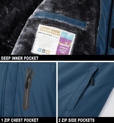 Чоловіча зимова куртка MAGCOMSEN: водонепроникна, тепла, з флісовою підкладкою, вітрозахисна, для активного відпочинку та походів, знімний капюшон, колір темно-синій