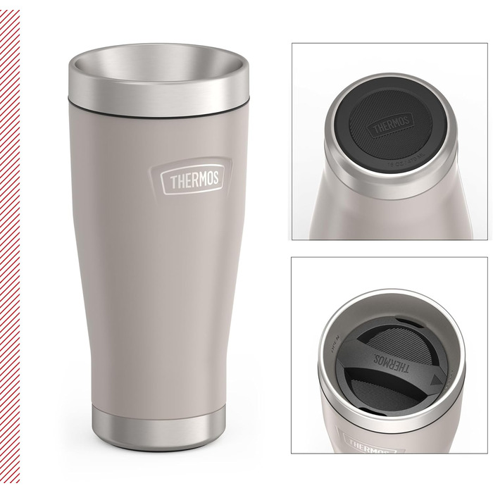 Термокружка Thermos ICON 470 мл, бежево-піщана, із нержавіючої сталі, ізольована, для кави та напоїв, зберігає тепло до 7 годин, холод до 22 годин, герметична, BPA-free, підходить для миття в посудомийній машині