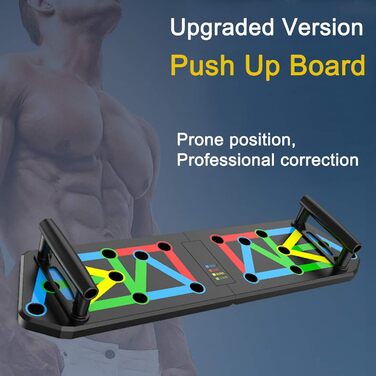 Дошка для віджимань BOCTTCBO Push Up Board 13-в-1: тренажер для пресу та м'язів грудей, чорний