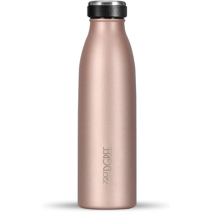 Термос 720°DGREE milkyBottle 500 мл для дітей, нержавіюча сталь, BPA Free, герметична, для газованої води, спорт, школа, світло-рожевий/золотий