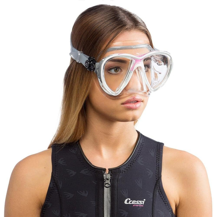 Cressi Big Eyes Evolution – інноваційна маска для дайвінгу для дорослих, прозора/синя/біла, кристалічний силікон