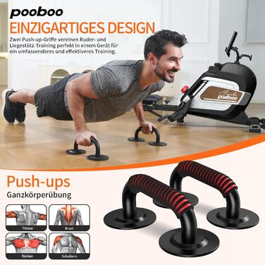 Гребний тренажер Pooboo з магнітною системою опору, 360 lbs, складаний, з тримачем для планшета та зручним сидінням, для дому H015-3