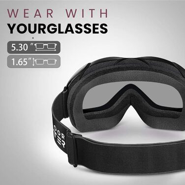 OutdoorMaster Скі-маска унісекс OTG для жінок та чоловіків, сноуборд маска, скі-окуляри з 100% UV-захистом, для носіїв окулярів, антитуманна, чорний каркас