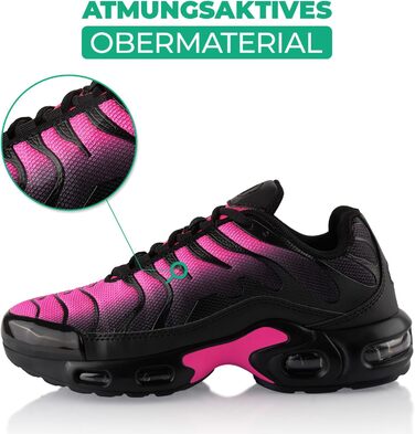 Спортивні кросівки для жінок та чоловіків: амортизація, легкі бігові кросівки, чорний/рожевий, 38 EU