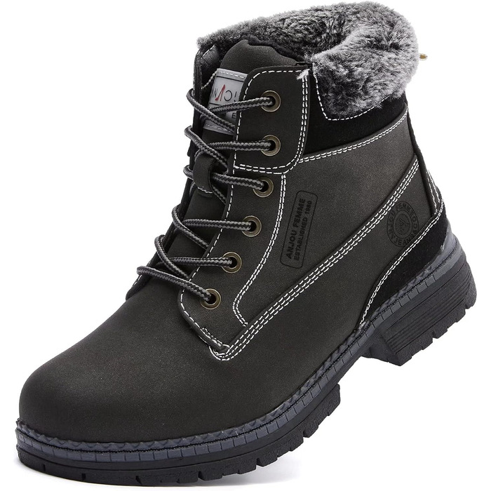 Черевики для ходьби ANJOUFEMME для жінок, зимові черевики, водонепроникні та теплі, для активного відпочинку, трекінгу та зимових прогулянок (41 EU, хутро чорне)