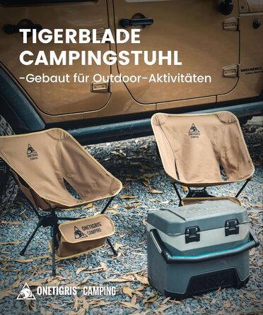 Складний туристичний стул OneTigris TIGERBLADE, 150 кг, легкий, з кишенями, для кемпінгу, пікніків, зеленого/коричневого кольору