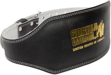 Пояс Gorilla Wear 6 дюймів з повним шкіряним наповнювачем - чорний/золотий - для бодібілдингу, пауерліфтингу, тренувань у залі - стабілізація та підтримка з логотипами, шкіряний, L-XL