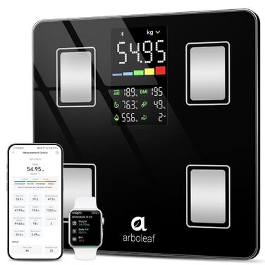 Електронні ваги Arboleaf з визначенням складу тіла, Bluetooth, LED-дисплей, до 180 кг, чорний