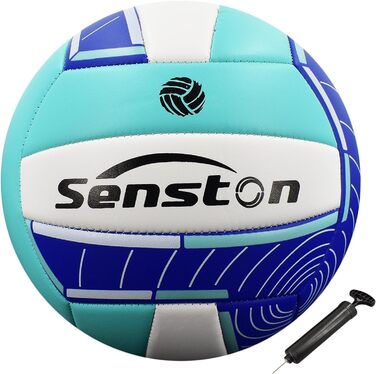 Волейбольний м'яч Senston Soft Touch, офіційний розмір 5, водонепроникний, з насосом, для пляжу, басейну та вулиці, thirsty blue