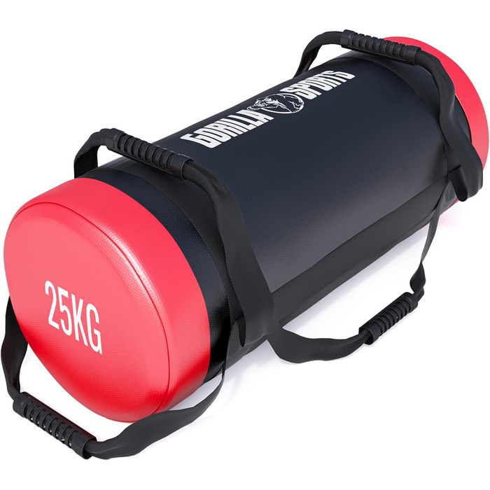 GORILLA SPORTS Фітнес Power Bag 5-30 кг, нековзні ручки, наповнений, штучна шкіра – мішок для кросфіту, тренувань, силових вправ, спортзалу
