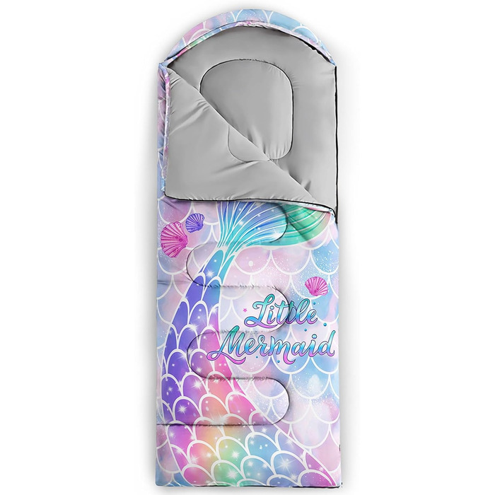 Спальний мішок HOSIMA з футболом для холодного клімату, дорослий, дитячий, водонепроникний, для кемпінгу, подорожей, полювання, компресійний мішок (Русалка-2)
