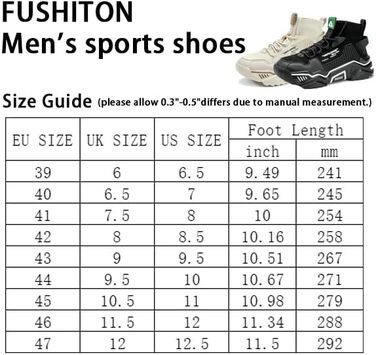 Чоловічі спортивні кросівки FUSHITON для занять фітнесом, бігу та активного відпочинку, чорного кольору, розмір 42 EU