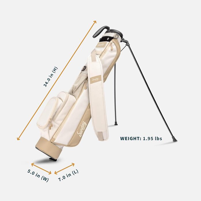 Гольф сумка Sunday Loma: легка сумка з ременем та стійкою, для пітч-н-пут гольфу, курсів Par 3 та Executive, 79 см (однорозмірний, Toasted Almond)