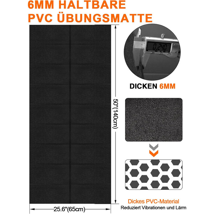 Складаний килимок для захисту підлоги під тренажери та бігові доріжки, PVC, 140x65x0.6 см, висока щільність