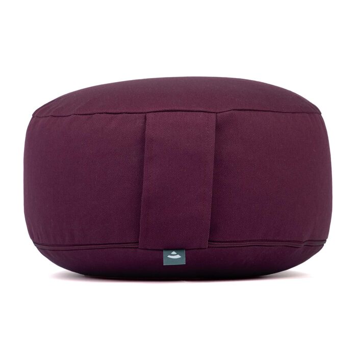 Подушка для медитації Bodhi Rondo ECO: Подушка для йоги з органічною наповнювачем з полби, бавовняний чохол, висота 20 см, баклажановий колір