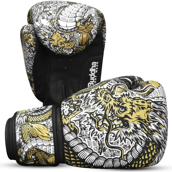 Боксерські рукавички BUDDHA FIGHT WEAR Dragon для тренувань і спарингів у Муай Тай, кікбоксингу, фітнесі, чоловічі та жіночі, різні кольори, 300-360 г