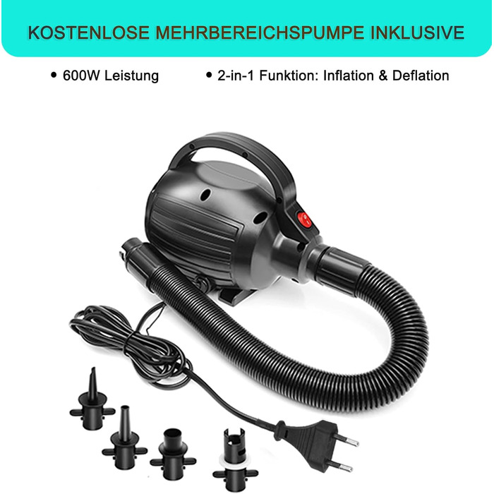 Гімнастичний надувний мат Air Tumbling Matte з електричним насосом, 200х100х10 см, для дому, спортзалу, йоги, фітнесу, челедингу, різних розмірів (2 м, 3 м, 4 м, 5 м, 6 м)