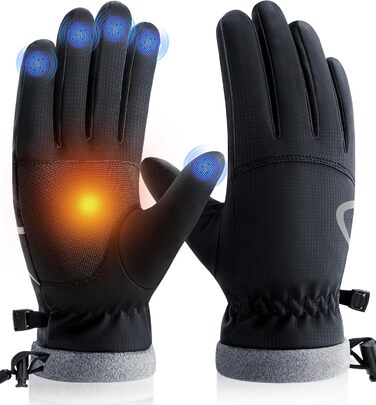 Рукавички PULIOU для чоловіків та жінок, зимові термо-рукавички для велосипеда, тепла зимова модель, вітронепроникні, з підтримкою сенсорного екрану, спортивні рукавички для бігу, їзди на велосипеді, альпінізму, чорного кольору