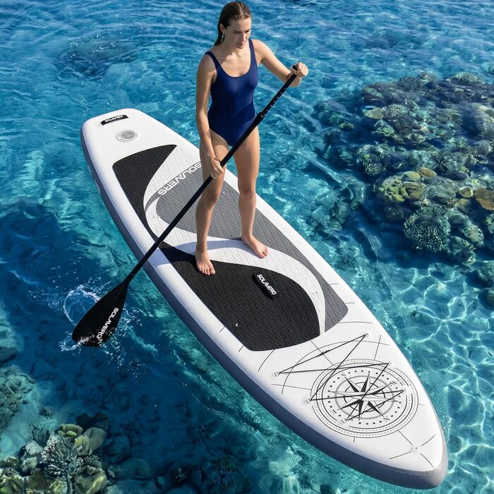SUP дошка Solavero надувна з аксесуарами для початківців та сімей, 323x83x15 см, до 200 кг, з EVA покриттям та компасом