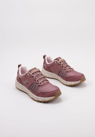 Жіночі туристичні черевики Skechers Escape Plan (35 EU, Маув, Шкіра, Сітка, Жовті акценти)