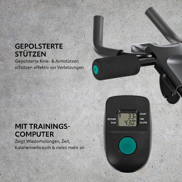 Тренажер для пресу VITALmaxx Fitmaxx 5/Abmaxx 6 з комп'ютером, фітнес-обладнання для дому, 5 рівнів складності, складаний, для початківців і досвідчених