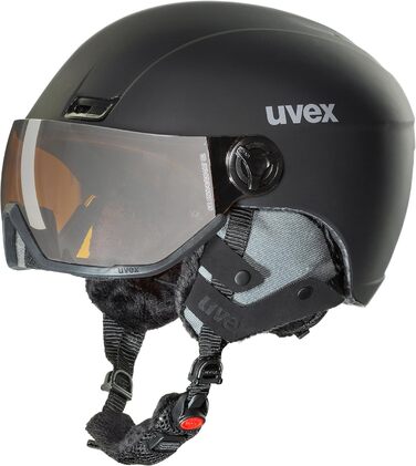 Шолом Uvex HLMT 400 Visor Style - Легкий гірськолижний шолом для жінок та чоловіків, з регулюванням розміру та візором Single, чорний (58-61 см)