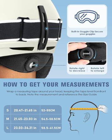 Шолом гірськолижний Findway для чоловіків та жінок, унісекс, з вентиляцією, для катання на лижах та сноуборді, розмір L (59-63 см), колір білий
