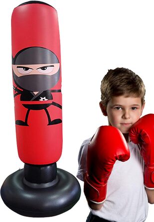 Боксерський мішок для дітей Karate 65 см зі стійкою для тренувань, червоний