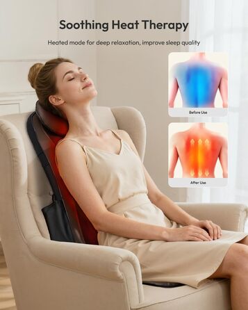 Масажний накид на сидіння з підігрівом та 3D масажем, Shiatsu масажер для спини, Romm V-WMB01