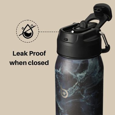 Термопляшка BOTTLE BOTTLE Edelstahl 709 мл з соломинкою, ручкою та відділенням для таблеток (Метеорит) - ізольована спортивна пляшка для школи та активного відпочинку