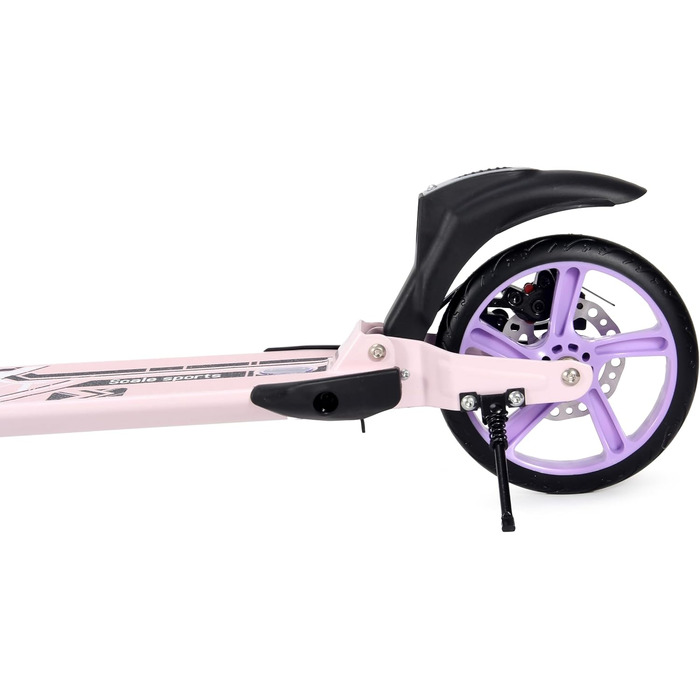 Самокат двоколісний складаний Kickscooter для дітей 8-12 років, підлітків та дорослих, фіолетовий: регульований кермо, колеса PU 200мм, дискове та ножне гальмо, ремінь для перенесення