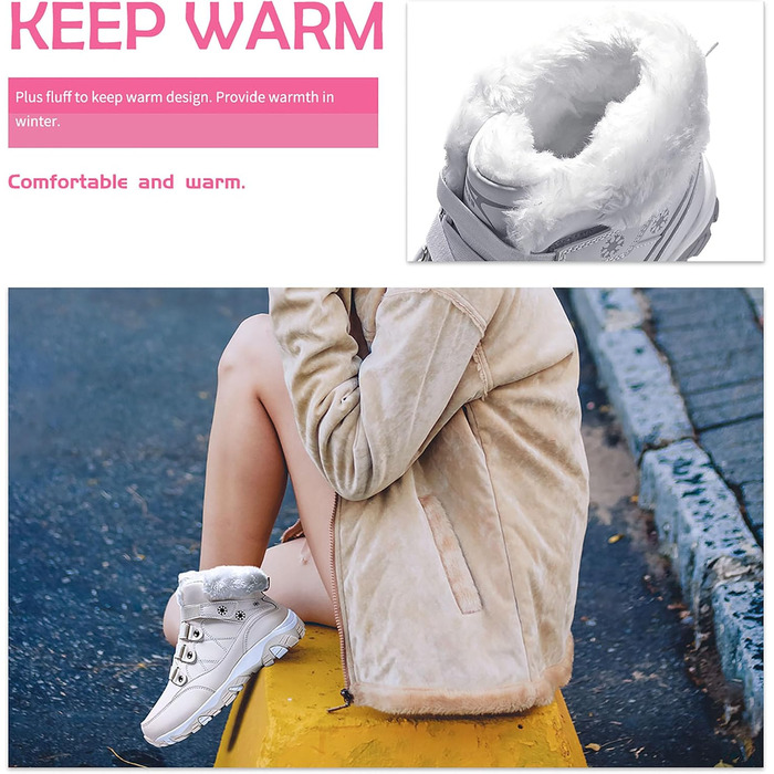 Зимові черевики ASHION для жінок: теплі, водонепроникні, для трекінгу та прогулянок на снігу. Розмір 40 EU, бежевий колір