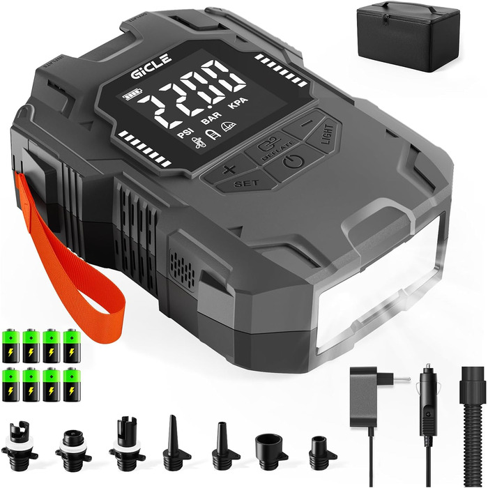 Акумуляторний насос для SUP, 22PSI, електричний, 12V DC, автоматичне відключення, 36W, Type C, для надувних SUP дощок, човнів, водного спорту (сірий)