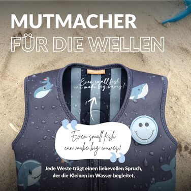 Навчальний плавець для дітей NOARD Kinder Schwiweste: 40+ нашивок для персоналізації, різні дизайни та розміри, 15–30 кг, 2–6 років, сертифікат EN 13138-1:2021, Siply green (L, Ocean Friends)