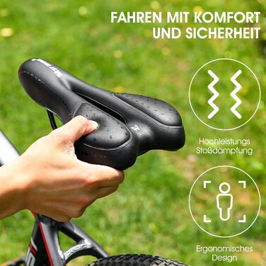 Зручний велосипедний сидіння LuTuo для чоловіків та жінок, м'яке гелеве сидіння, ергономічне, спортивне, для походів, з підкладкою для гірського велосипеда, шосе, BMX, MTB, City, E-bike, чорний