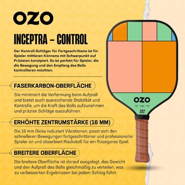 OZO ракетка для піклболу для початківців і гравців середнього рівня, контроль, легка