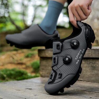 Велосипедні черевики SDEQA для MTB, чоловічі/жіночі, сумісні з SPD, з клітами, унісекс, сірий (46 EU)