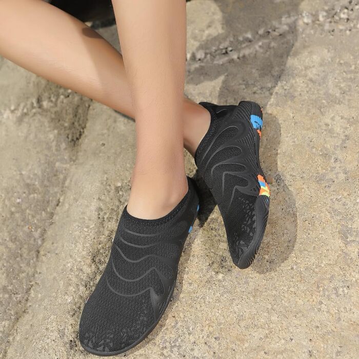 Чоловічі та жіночі аквашузи для плавання та відпочинку на воді, швидко сохнуть, легкі, дихаючі (45 EU, чорний)