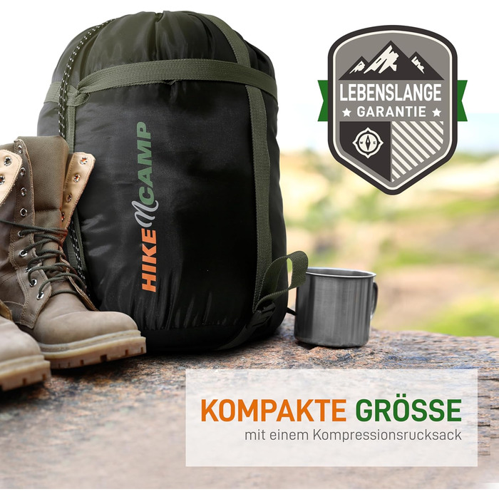 Сплячий мішок SereneLife для кемпінгу – теплий, водонепроникний, для зимового відпочинку, температура від -15°C до +12°C, з компресійним мішком та подушкою