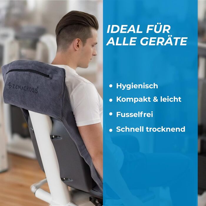 Рушник для фітнесу з мікрофібри 120x50 см - швидковисихаючий, з кишенею на блискавці, м'який спортивний рушник для спортзалу та тренажерного залу (120 x 50 см, сірий)